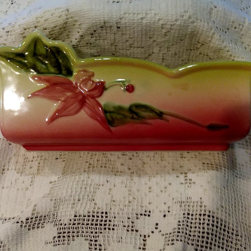 Vintage Hull Woodland Ceramic Pottery Planter Pink Green Yellow - Picture 2 of 13